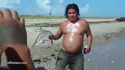 La venganza del tiburoncito contra el gilipollas que lo saca del agua