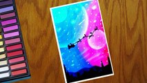 how to draw scenery Santa Christmas drawing and painting - step by step