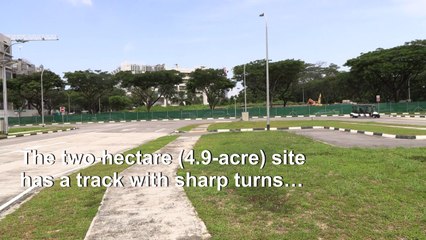 Mock skyscrapers, rain at Singapore self-driving test centre