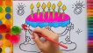 Learning Colors for Kids by Drawing Cake  Coloring Pages Fruits Funny
