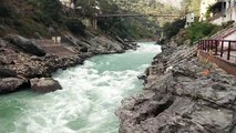 DEVPRAYAG SANGAM OF RIVER ALAKNANDA AND BHAGIRATHI WHICH MEETS TO BECOME THE HOLY RIVER GANGES.