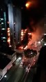 Así se derrumba este rascacielos en llamas en Brasil