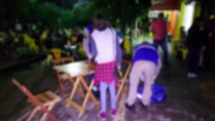 Jovem de 23 anos é socorrido após cair em praça da Rua Souza Naves