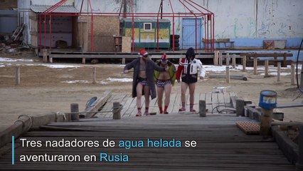 Un árbol de Año Nuevo bajo agua helada