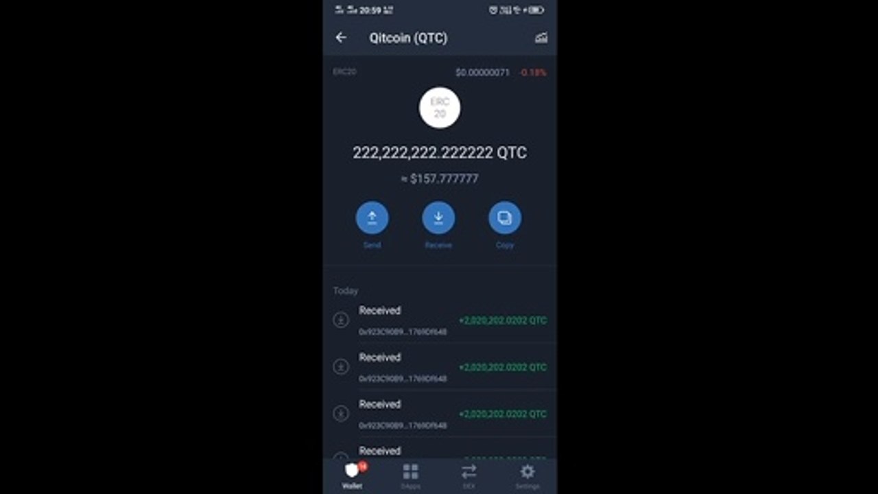 Earn Unlimited QTC coin instantly direct in Trust Wallet. Airdrop