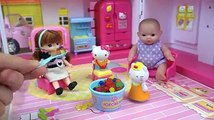 Hello Kitty surprise eggs house and car with baby doll bear toys play