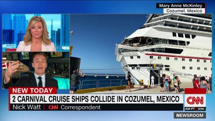 Download Video: Regardez la collision spectaculaire entre deux énormes paquebots qui a fait 6 blessés au large de l’île de Cozumel au Mexique