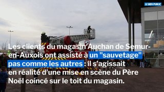 À la rescousse du Père Noël sur le toit d'Auchan à Semur-en-Auxois