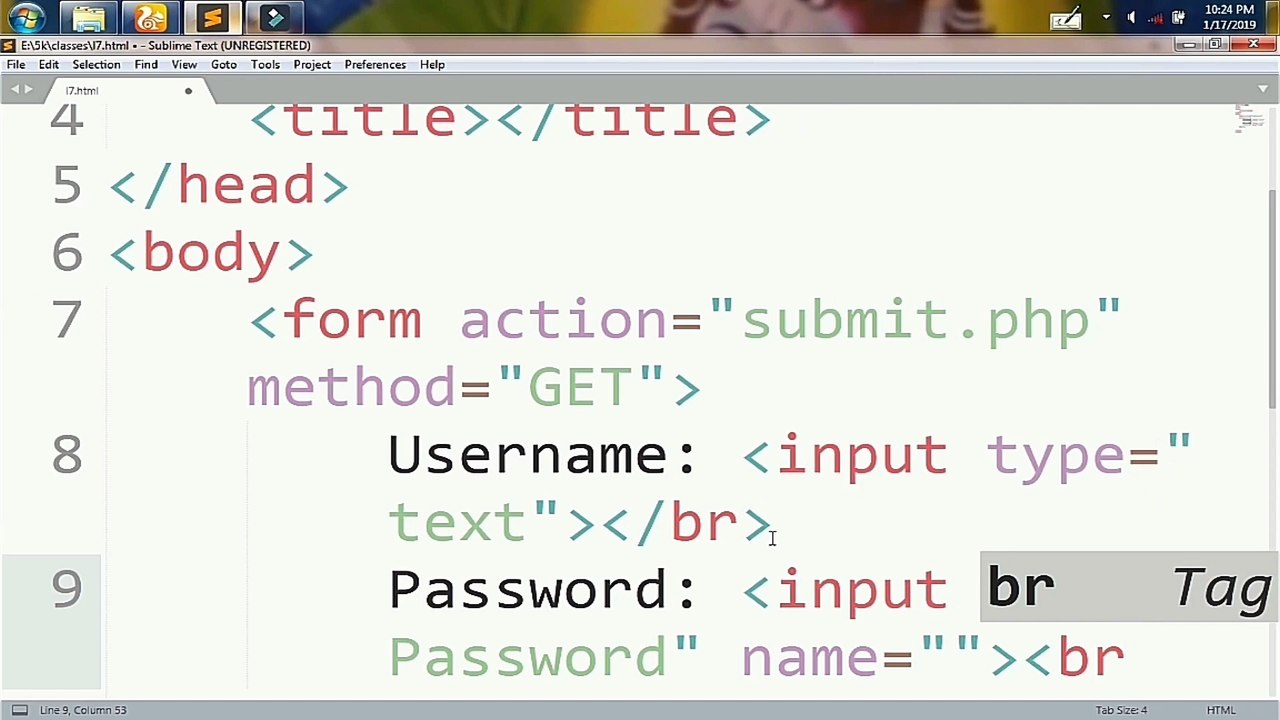 Html In Hindi Tutorial-10 Form Tag Part 1 in Html