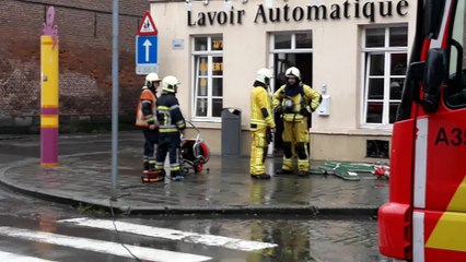 Tournai incendie lavoir rue du Monnel seche linge en feu