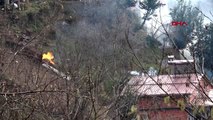 Trabzon'da tüm uyarılara rağmen vatandaşlar anız ateşiyle bahçe temizlemeye devam ediyor