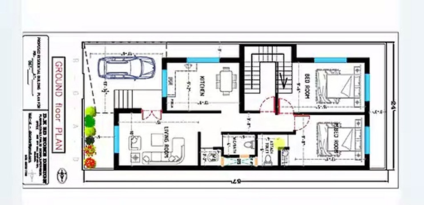 2 BHK HOUSE PLAN IN 24X57 FT