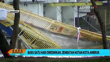 Baru Satu Hari Diresmikan, Jembatan Hutan Kota Kemayoran Ambruk