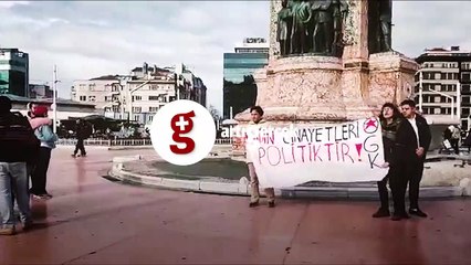 Taksim Meydanı'nda 'Kadın cinayetleri politiktir' diyen iki kişi gözaltına alındı