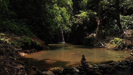 Lake with small waterfall