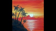 Acrylic painting tutorial of Beautiful sunset seascape step by step |  Zeeshan Art