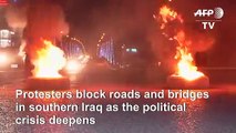Iraqis block roads in protest of political crisis