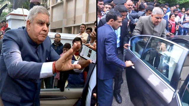 CAA: Governor Jagdeep Dhankhar shown black flags by Jadavpur University students