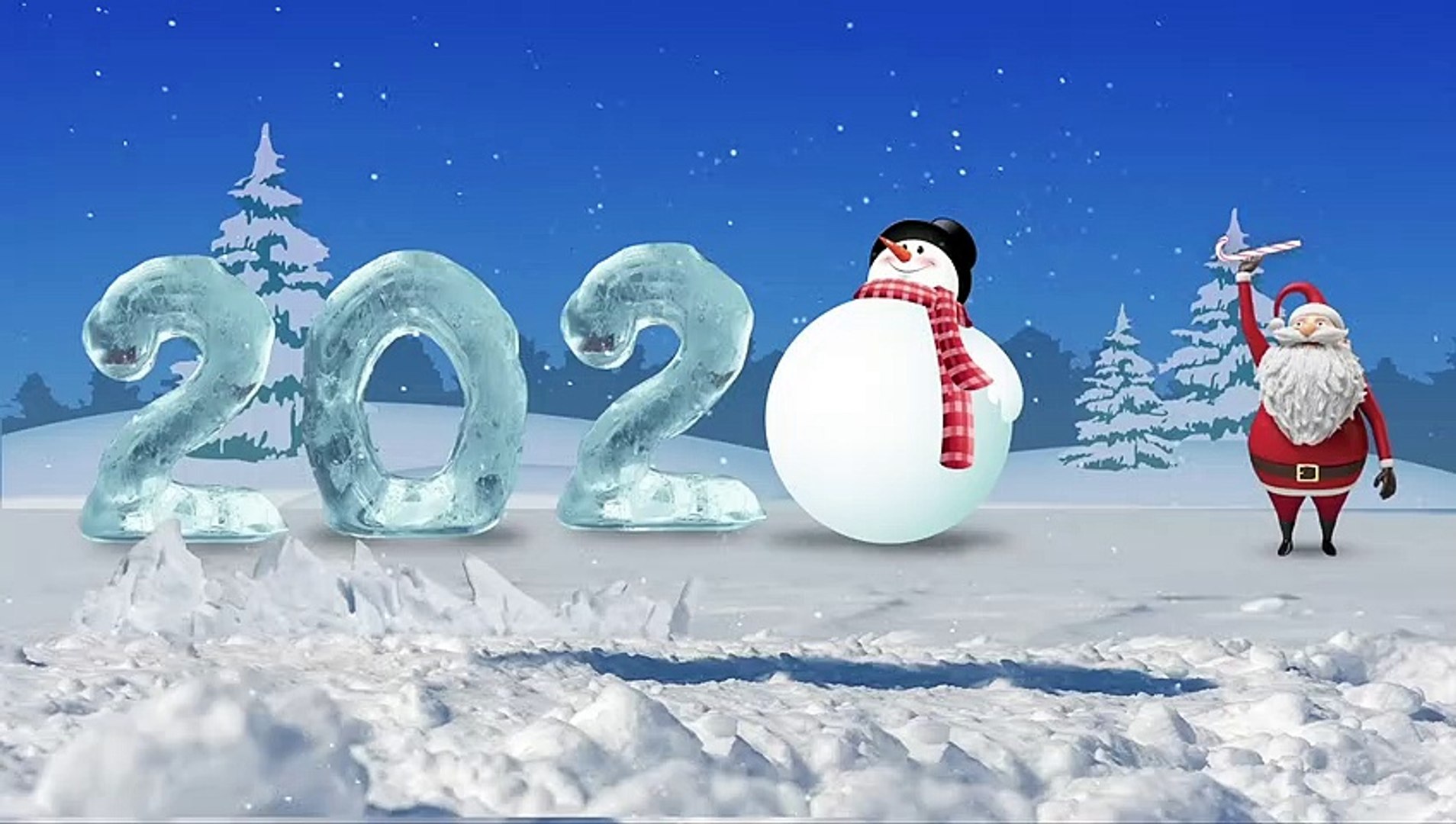 Merry Christmas and Happy New Year 2020 animation. Santa Claus