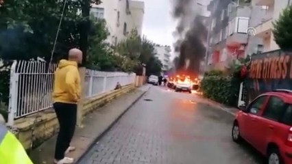 Park halindeki hafif ticari araçta yangın - MERSİN