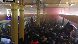Striking rail workers clash with riot police at Gare de Lyon in Paris