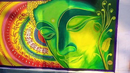 Acrylic colour painting of goutam budh