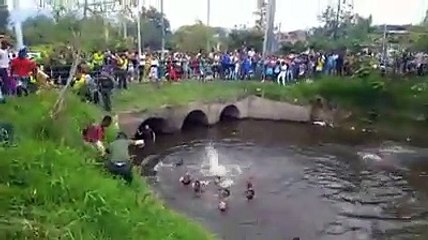 Así rescatan a esta niña que cayó a un canal