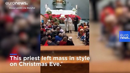 Irish priest on wheels scoots out of Christmas Eve mass