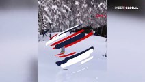 Horoz snowboardcunun peşini bırakmadı