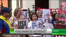 Protestas en Londres en apoyo a Assange ante la posible pérdida del asilo político