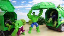 Various Size of Hulk Go into the Garbage Truck Marvel Toy ハルクがゴミ収集車にすぽすぽ突入