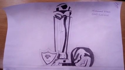 Sketch of Sports World Cup with Pot and Shield