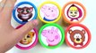 Tazas Play doh y dentro de arcilla coloreada. Divertido juego con juguetes Masha y Bear Talking Tom