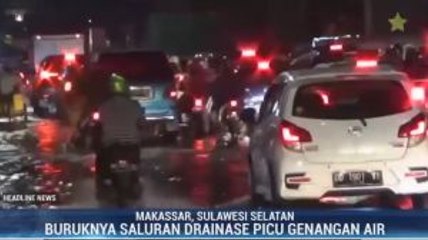 Jalan Protokol di Makassar Tergenang Banjir