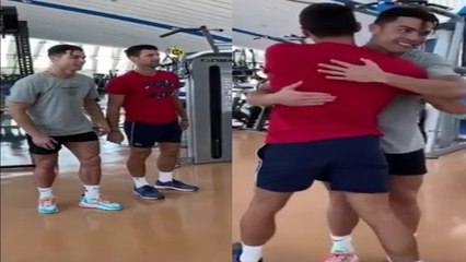 Ronaldo teaches Djokovic 'how to jump'