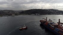 Yük gemisi İstanbul Boğazı'nda karaya oturdu - Drone detay - İSTANBUL