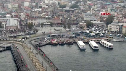 Eminönü'ndeki balıkçı teknelerinin havadan görüntüleri