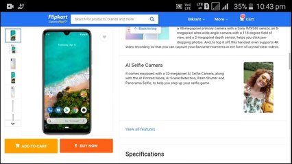 Mi A3 (Not just Blue, 64 GB)  (4 GB RAM) Boasting a reflective