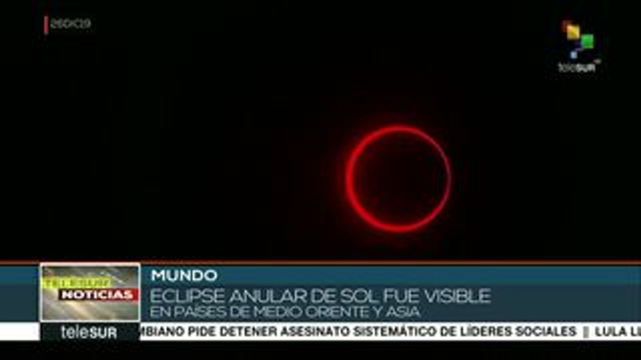 Eclipse anular de sol pudo ser observado en Medio Oriente y Asia