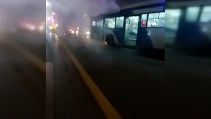 Başkent’te korkutan otobüs yangını