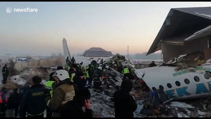 Shocking footage of Kazakstan plane crash with 12 confirmed dead