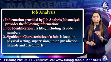 MBA || Ms. JYOTSNA || Job Analysis || TIAS || TECNIA TV