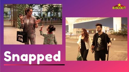 HumaQureshi & Aparshakti Khurana with wife papped at the International Airport