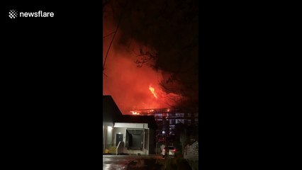 Blaze tears through construction site in Glasgow