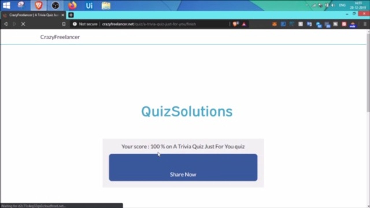 CrazyFreelancer A Trivia Quiz Just For You Answers 25 Questions 100% Video QuizSolutions