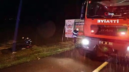 Takla atan otomobil alev alev yandı