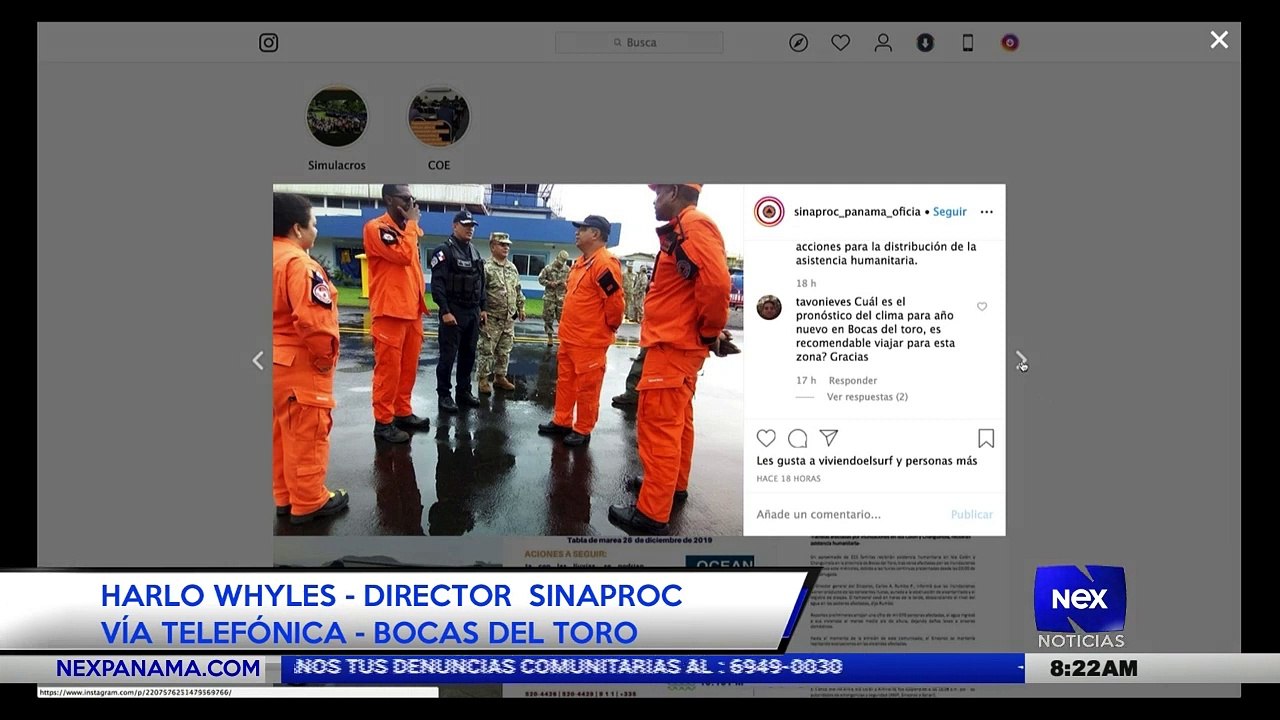 Entrevista vía telefonica a Harlo Whyles, director SINAPROC en Bocas del Toro - Nex Noticias