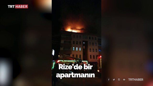 Rize'de apartmanın çatı katında yangın
