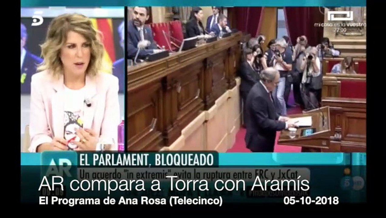 La tronchante comparación de Ana Rosa entre Torra y un histriónico personaje de GH VIP