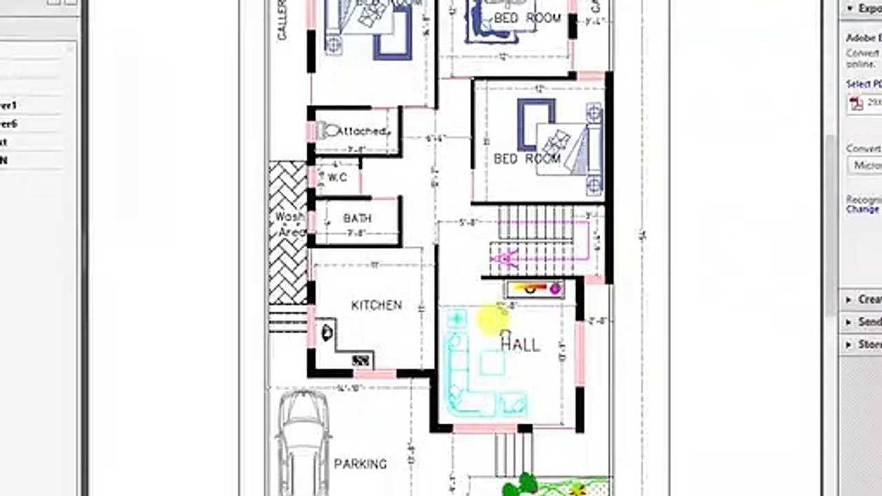 3 BED ROOM HALL AND KITCHEN WITH 2 CAR PARKING HOUSE PLAN